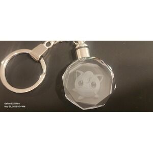 Pokemon Jigglypuff Keychain Crystal LED Light Up Keyring Anime Gift